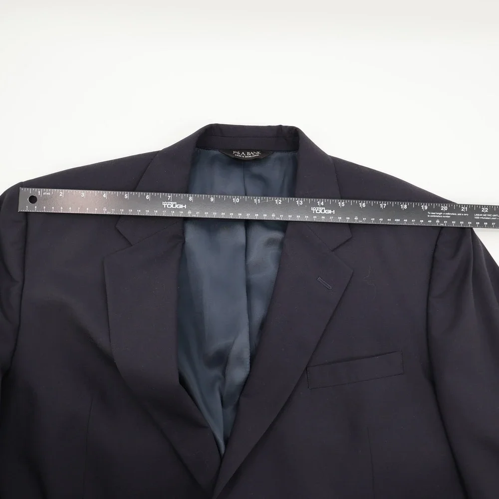 Jos A Bank Mens Blazer Mens 46L‎ Long Navy Black Wool Gold Buttons Two Button